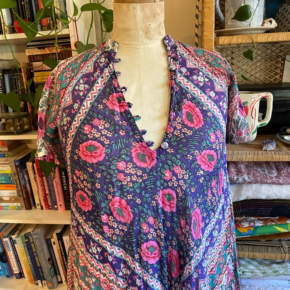 Vintage 70s India Cotton Maxi Dress - Picture 8 of 10